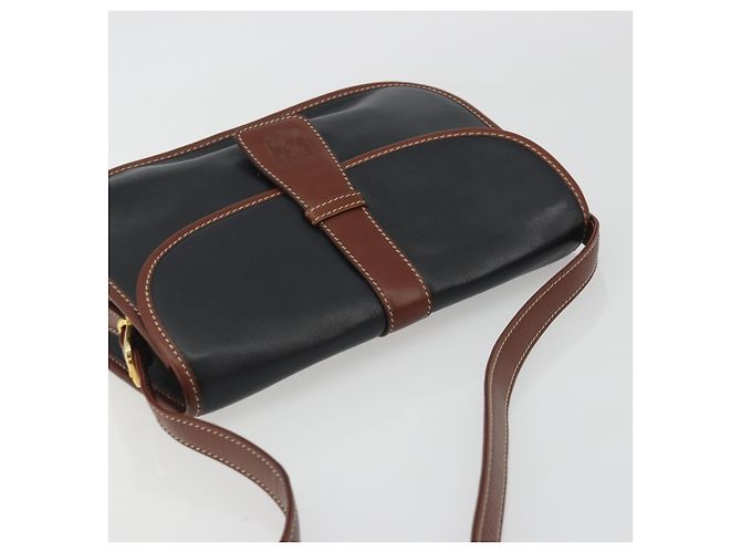 16 Céline Borsa a Spalla CELINE in Pelle Nera Marrone Auth ep15389 Nero - Ansicht 6