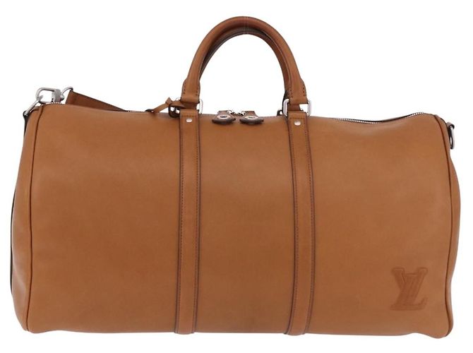 LOUIS VUITTON Keepall Bandouliere 50 Pelle Marrone Argento M21346 Auth ka5427SM - vista 2