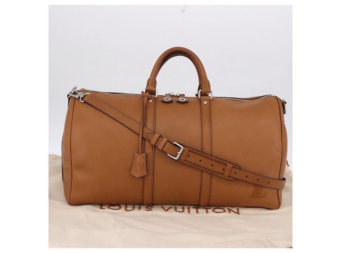 LOUIS VUITTON Keepall Bandouliere 50 Pelle Marrone Argento M21346 Auth ka5427SM - vista 27