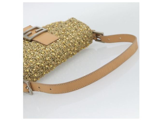 FENDI Borsa a Spalla Mamma Baguette in Tweed e Perline Oro Argento 8BR000 Auth yk20672SAM - vista 7