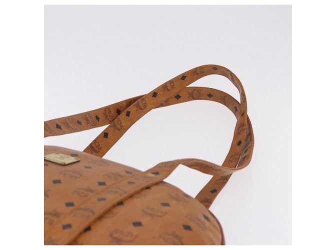 Bolsa Boston MCM Logogram Vicetos em PVC e couro marrom com detalhes dourados Auth mr2798 - vista 8