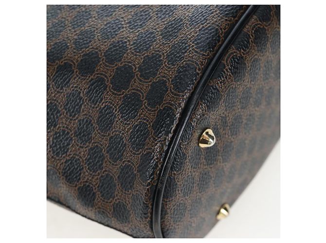Céline Borsa CELINE Macadam Canvas PVC Pelle Nera Oro Auth 191813V Nero D'oro - vista 10