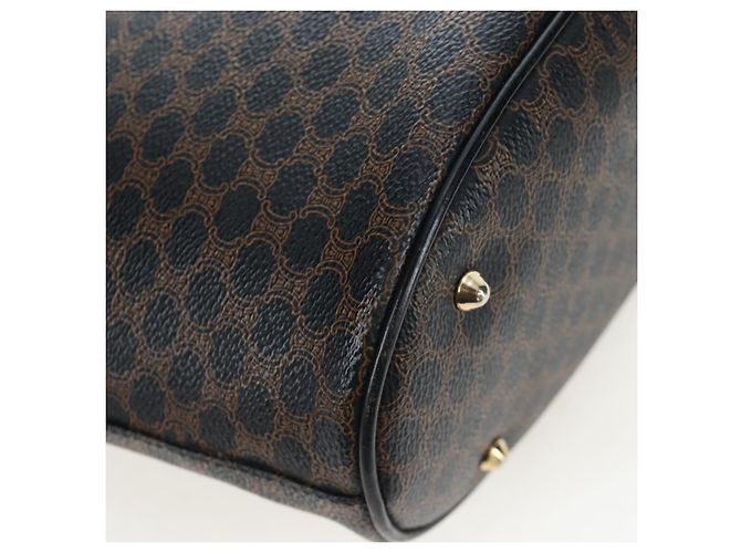 Céline Borsa CELINE Macadam Canvas PVC Pelle Nera Oro Auth 191813V Nero D'oro - vista 12