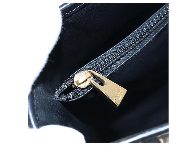 Céline Borsa CELINE Macadam Canvas PVC Pelle Nera Oro Auth 191813V Nero D'oro - vista 21