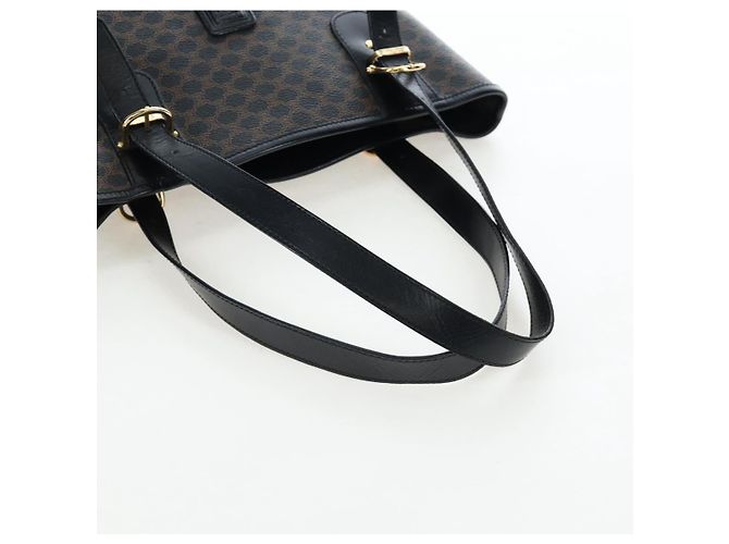 Céline Borsa CELINE Macadam Canvas PVC Pelle Nera Oro Auth 191813V Nero D'oro - vista 7