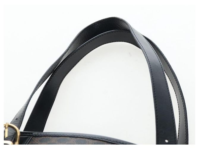 Céline Borsa CELINE Macadam Canvas PVC Pelle Nera Oro Auth 191813V Nero D'oro - vista 8