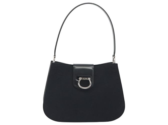Céline Borsa a tracolla CELINE Canvas Nero Argento Auth ep15292 - vista 2