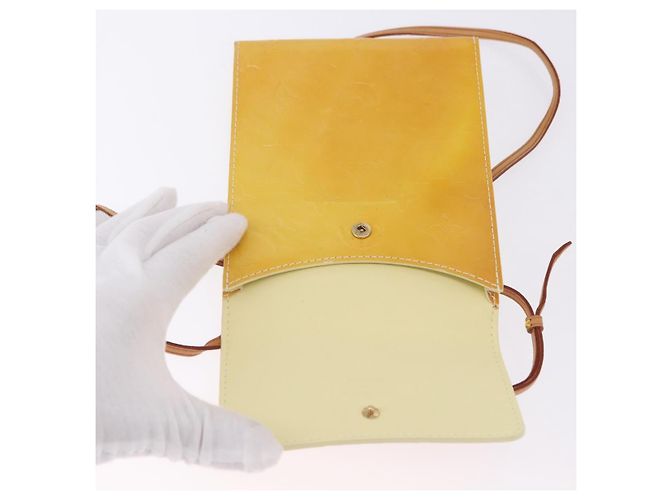 LOUIS VUITTON Portafoglio Walker Monogram Vernis Lime Yellow M91074 LV Auth ep15446 D'oro - vista 14