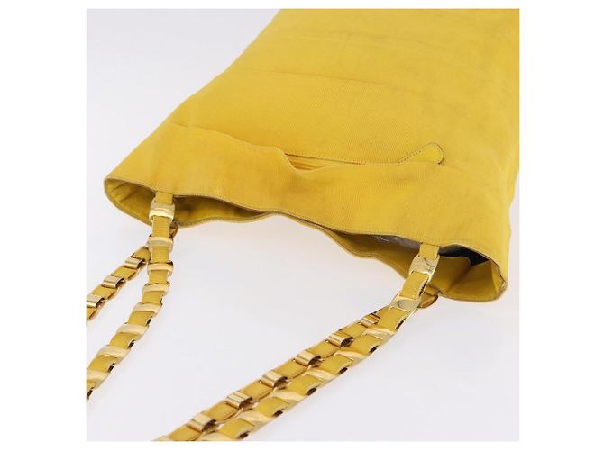 Borsa a tracolla con catena Salvatore Ferragamo in tela Giallo Oro Auth bs36309 - vista 6