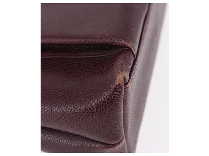 Borsa Tote Chanel Chain in Pelle Caviar Bordeaux Oro CC Auth 193083A D'oro Bordò - vista 12