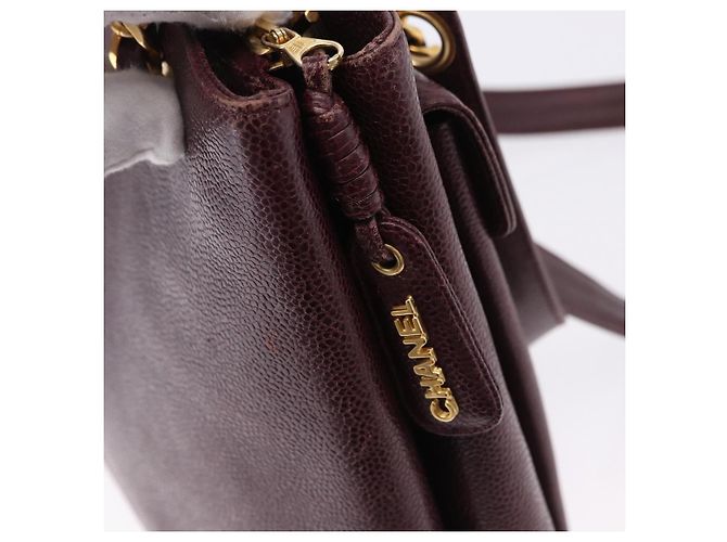 Borsa Tote Chanel Chain in Pelle Caviar Bordeaux Oro CC Auth 193083A D'oro Bordò - vista 16