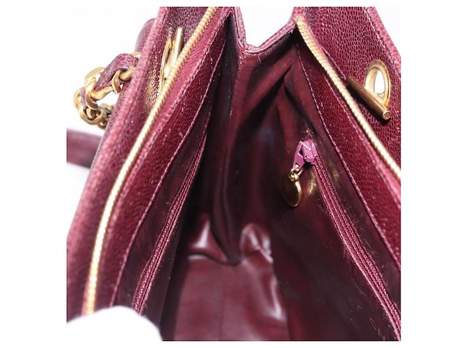 Borsa Tote Chanel Chain in Pelle Caviar Bordeaux Oro CC Auth 193083A D'oro Bordò - vista 21