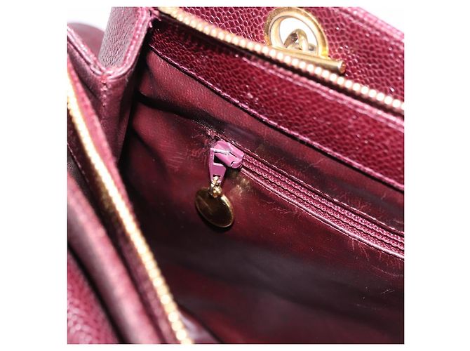 Borsa Tote Chanel Chain in Pelle Caviar Bordeaux Oro CC Auth 193083A D'oro Bordò - vista 22