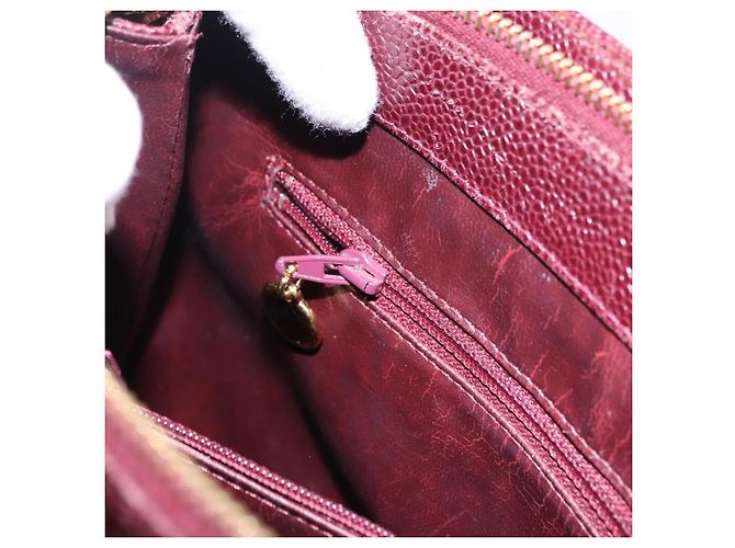 Borsa Tote Chanel Chain in Pelle Caviar Bordeaux Oro CC Auth 193083A D'oro Bordò - vista 24