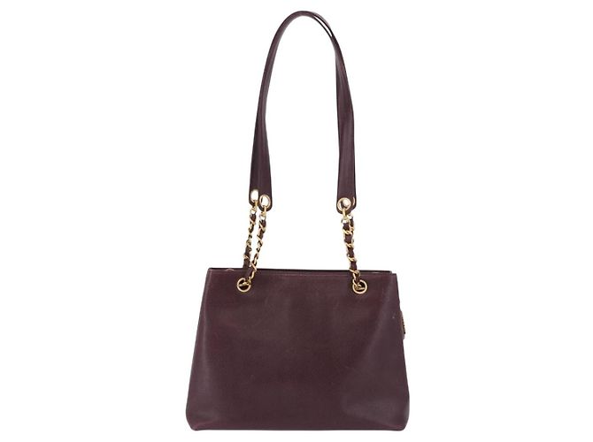 Borsa Tote Chanel Chain in Pelle Caviar Bordeaux Oro CC Auth 193083A D'oro Bordò - vista 3