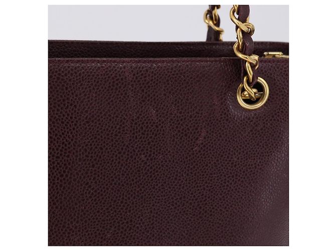 Borsa Tote Chanel Chain in Pelle Caviar Bordeaux Oro CC Auth 193083A D'oro Bordò - vista 4