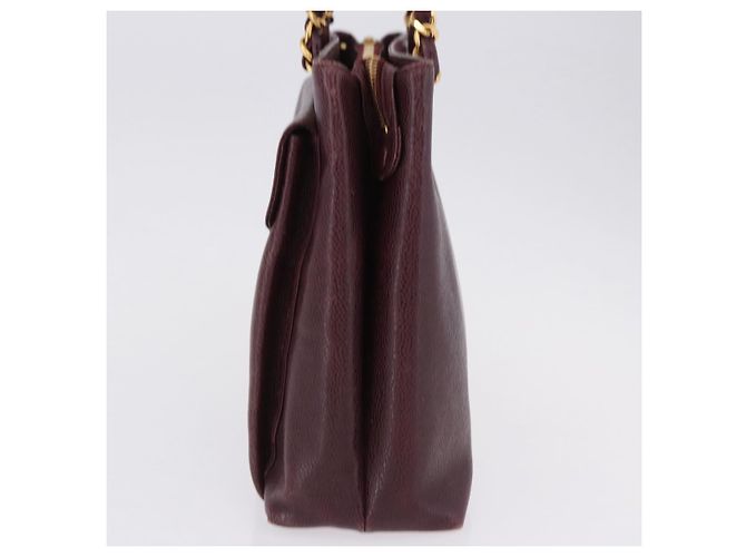 Borsa Tote Chanel Chain in Pelle Caviar Bordeaux Oro CC Auth 193083A D'oro Bordò - vista 5