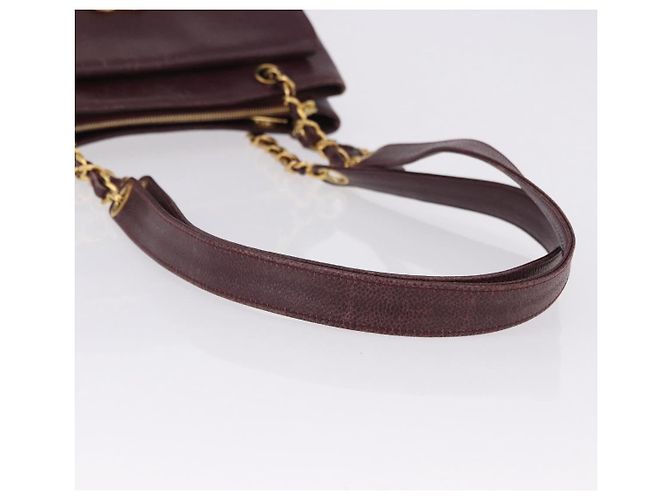 Borsa Tote Chanel Chain in Pelle Caviar Bordeaux Oro CC Auth 193083A D'oro Bordò - vista 8