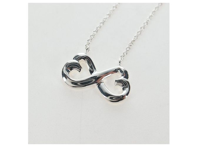 Autre Marque Collana Double Rubbing Heart TIFFANY&Co. Argento Ag925 Autentica am12119M - vista 3