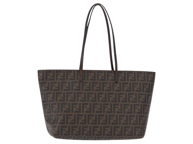 FENDI Zucca Canvas Tote Bag PVC Braun Schwarz Authentisch 193498 - Ansicht 2
