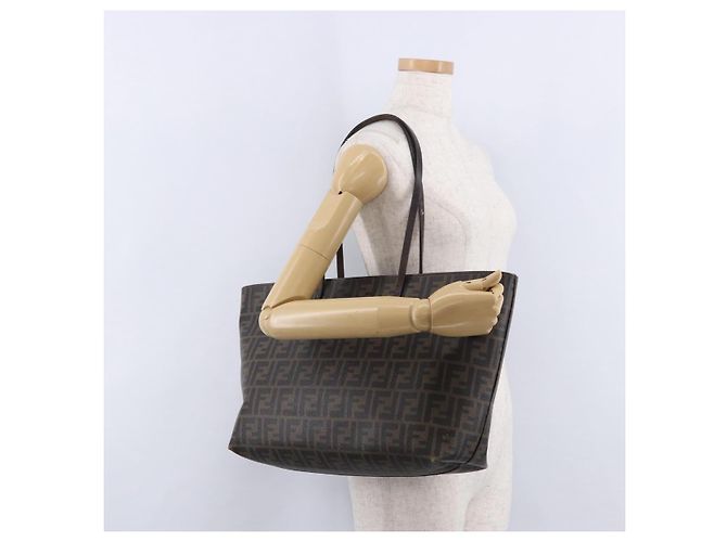 FENDI Zucca Canvas Tote Bag PVC Braun Schwarz Authentisch 193498 - Ansicht 23