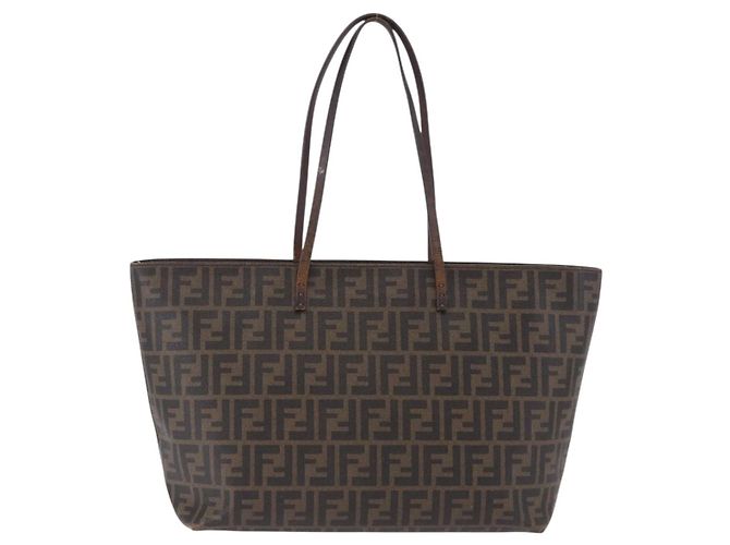 FENDI Zucca Canvas Tote Bag PVC Braun Schwarz Authentisch 193498 - Ansicht 3