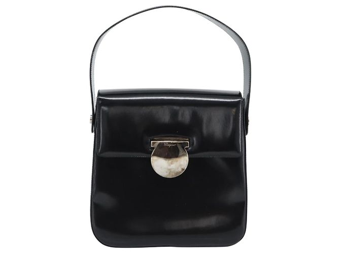 Borsa in Vernice Salvatore Ferragamo Nera Argento Auth ka5372 Nero - vista 2