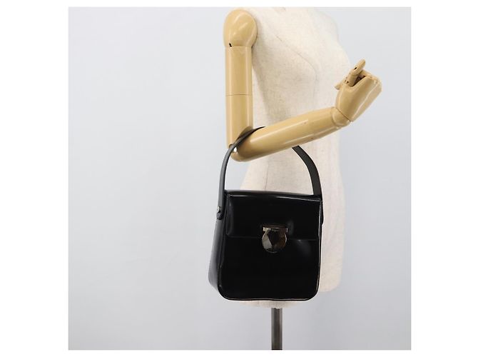 Borsa in Vernice Salvatore Ferragamo Nera Argento Auth ka5372 Nero - vista 21