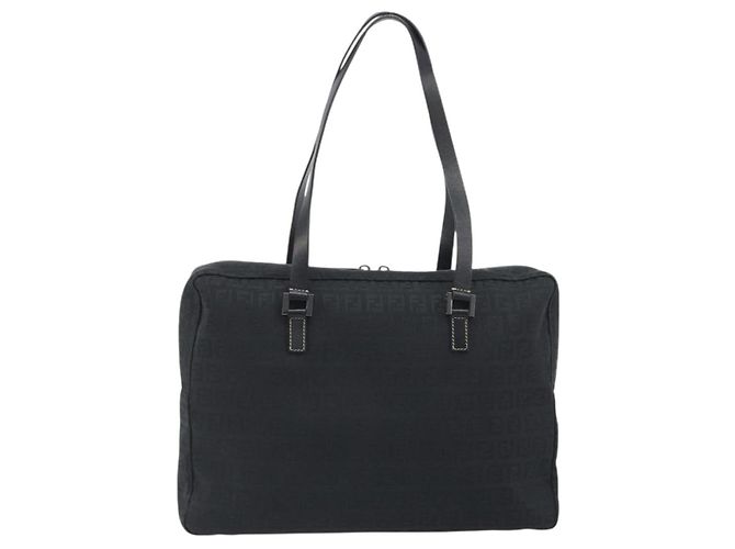 Borsa a mano FENDI Zucchino Canvas Nera Argento 8BH031 Auth ki6737 Nero - vista 2