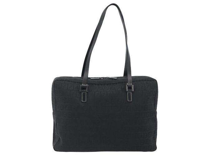 Borsa a mano FENDI Zucchino Canvas Nera Argento 8BH031 Auth ki6737 Nero - vista 3