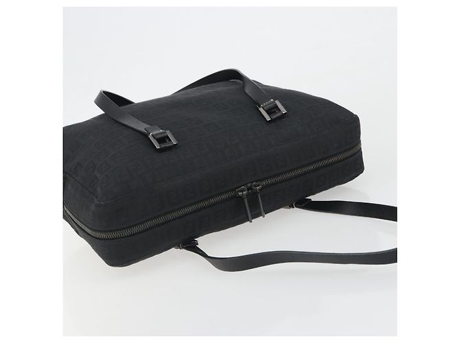 Borsa a mano FENDI Zucchino Canvas Nera Argento 8BH031 Auth ki6737 Nero - vista 6