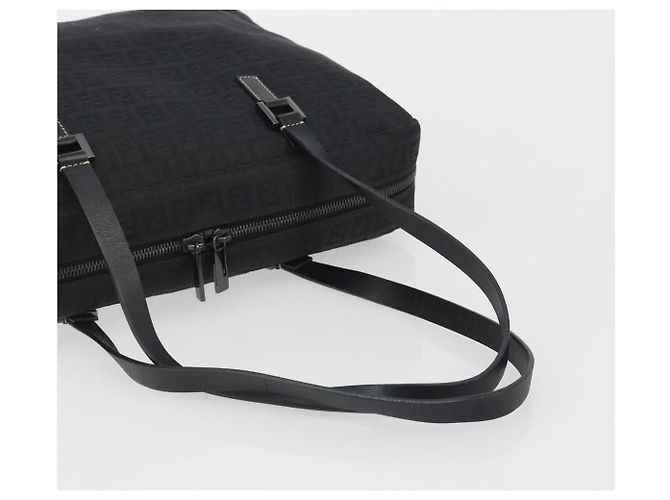 Borsa a mano FENDI Zucchino Canvas Nera Argento 8BH031 Auth ki6737 Nero - vista 7