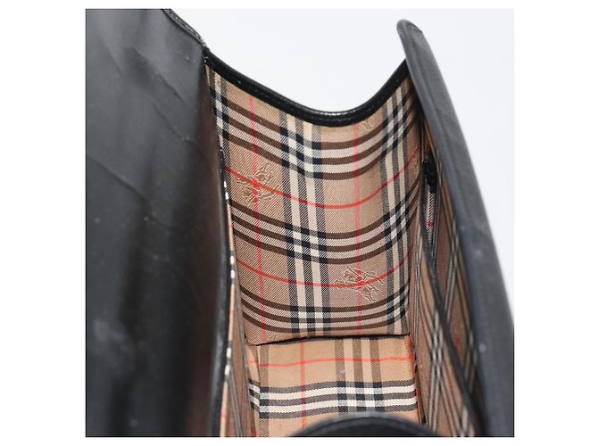 Borsa Burberry in pelle nera argento Auth ep15237 Nero - vista 18
