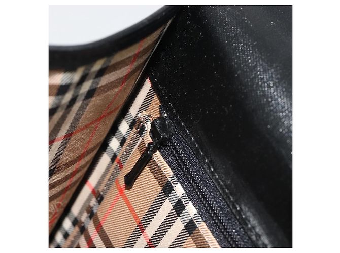 Borsa Burberry in pelle nera argento Auth ep15237 Nero - vista 20
