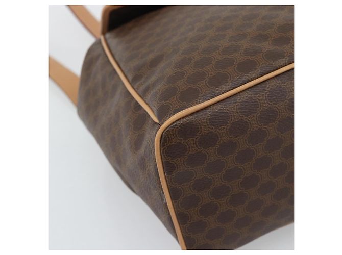 Céline Zaino CELINE Macadam in PVC e pelle marrone con dettagli dorati Auth 192796A - vista 13