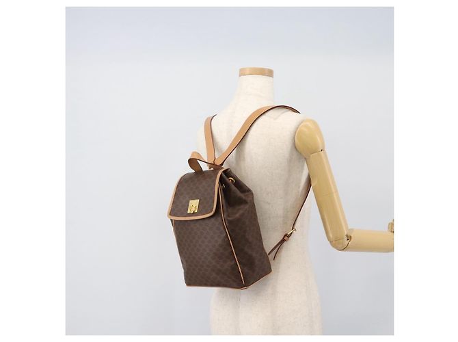 Céline Zaino CELINE Macadam in PVC e pelle marrone con dettagli dorati Auth 192796A - vista 23
