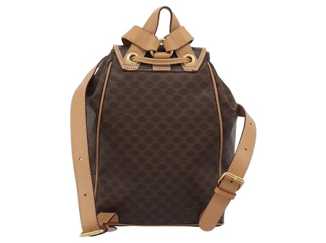 Céline Zaino CELINE Macadam in PVC e pelle marrone con dettagli dorati Auth 192796A - vista 3