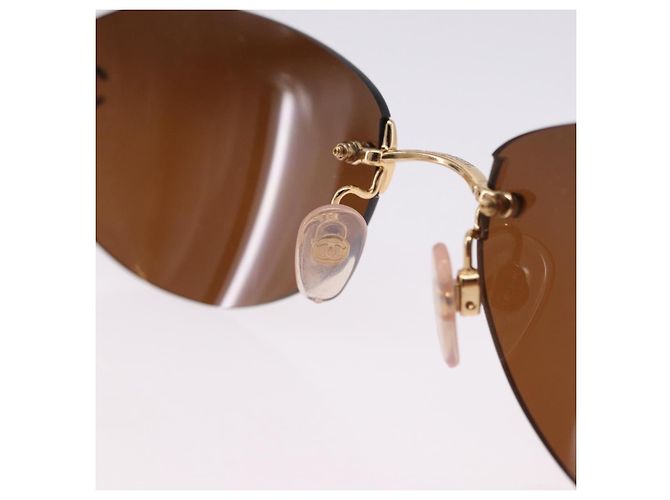 Gafas de Sol CHANEL Metal Marrón Tono Oro CC Auth yk20670M Castaño - vista 10