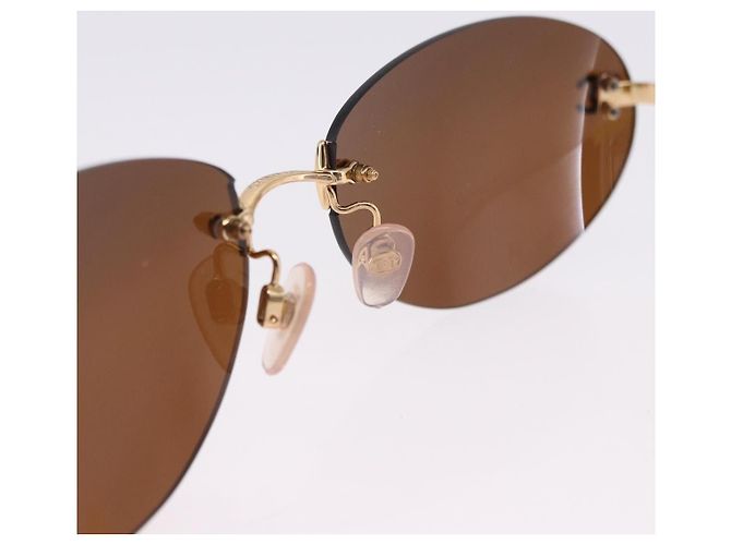 Gafas de Sol CHANEL Metal Marrón Tono Oro CC Auth yk20670M Castaño - vista 11