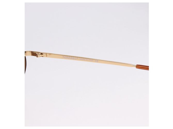 Gafas de Sol CHANEL Metal Marrón Tono Oro CC Auth yk20670M Castaño - vista 12
