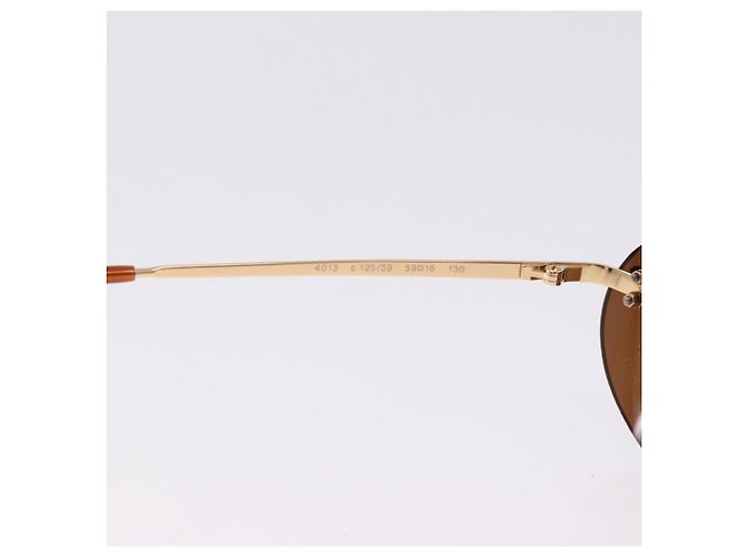 Gafas de Sol CHANEL Metal Marrón Tono Oro CC Auth yk20670M Castaño - vista 13