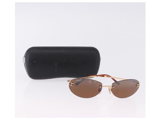 Gafas de Sol CHANEL Metal Marrón Tono Oro CC Auth yk20670M Castaño - vista 15