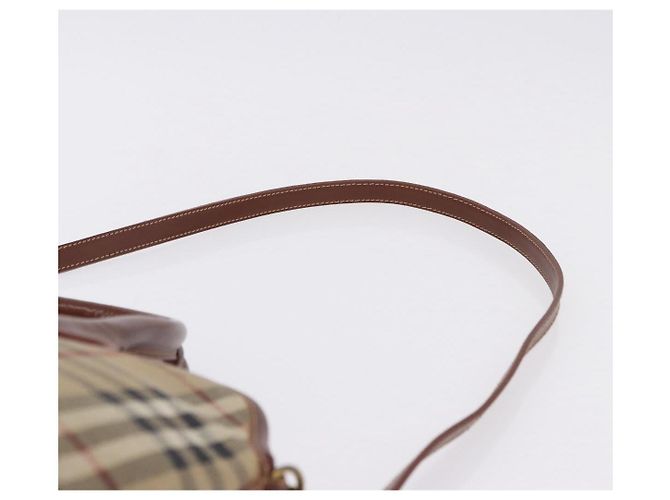 Borsa BURBERRY Nova Check in PVC e pelle 2way Beige Oro Auth ka5442V - vista 10