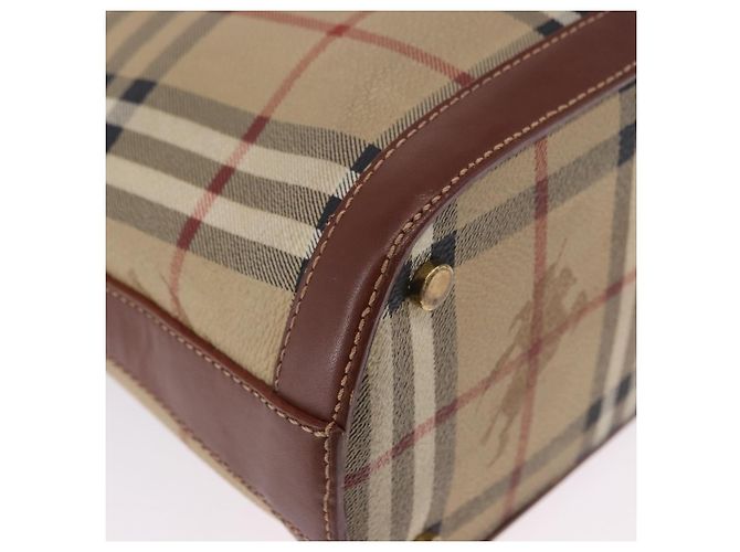 Borsa BURBERRY Nova Check in PVC e pelle 2way Beige Oro Auth ka5442V - vista 12