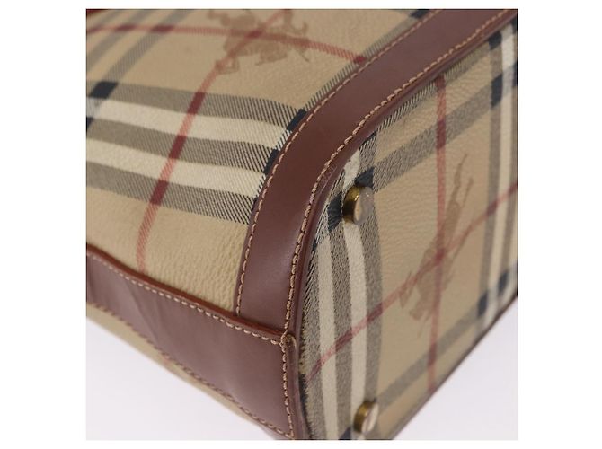 Borsa BURBERRY Nova Check in PVC e pelle 2way Beige Oro Auth ka5442V - vista 14