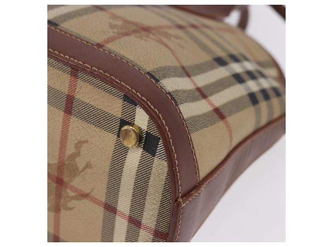 Borsa BURBERRY Nova Check in PVC e pelle 2way Beige Oro Auth ka5442V - vista 15