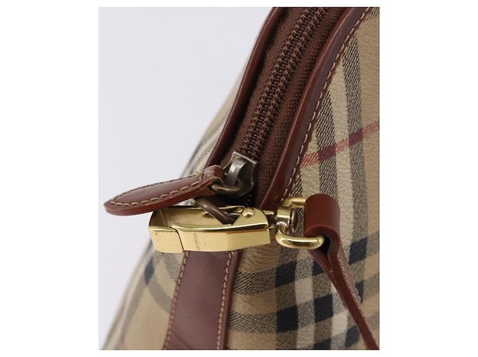 Borsa BURBERRY Nova Check in PVC e pelle 2way Beige Oro Auth ka5442V - vista 16