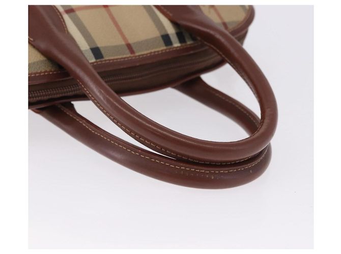 Borsa BURBERRY Nova Check in PVC e pelle 2way Beige Oro Auth ka5442V - vista 7
