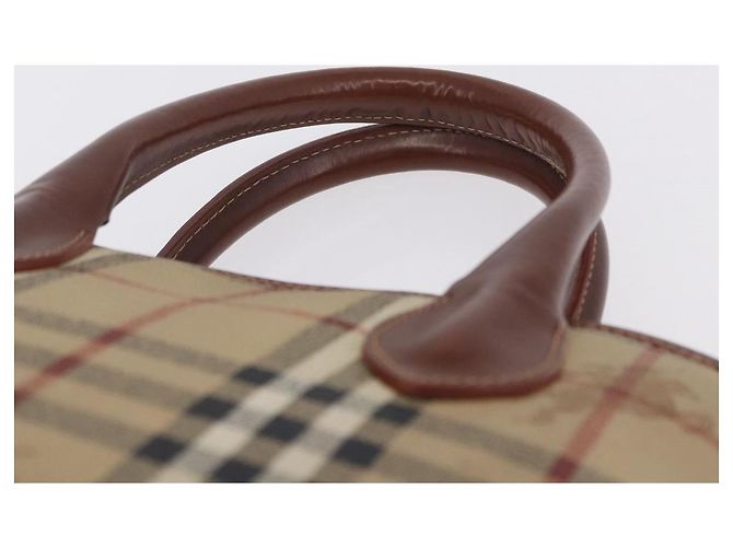 Borsa BURBERRY Nova Check in PVC e pelle 2way Beige Oro Auth ka5442V - vista 8