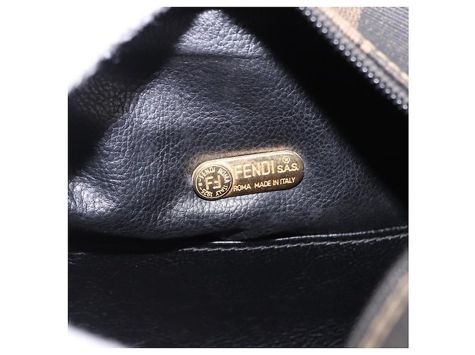 Pequin Borsa FENDI Pecan in PVC e pelle 2 modi Nero Marrone Auth ka5337A - vista 19